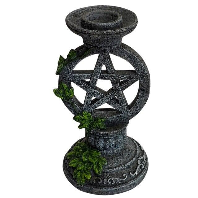 Astrology Pentagram Candlestick Fun Desktop Candlestick Stand Candle Holder for Home Decor Divination Ceremony Black-2PC