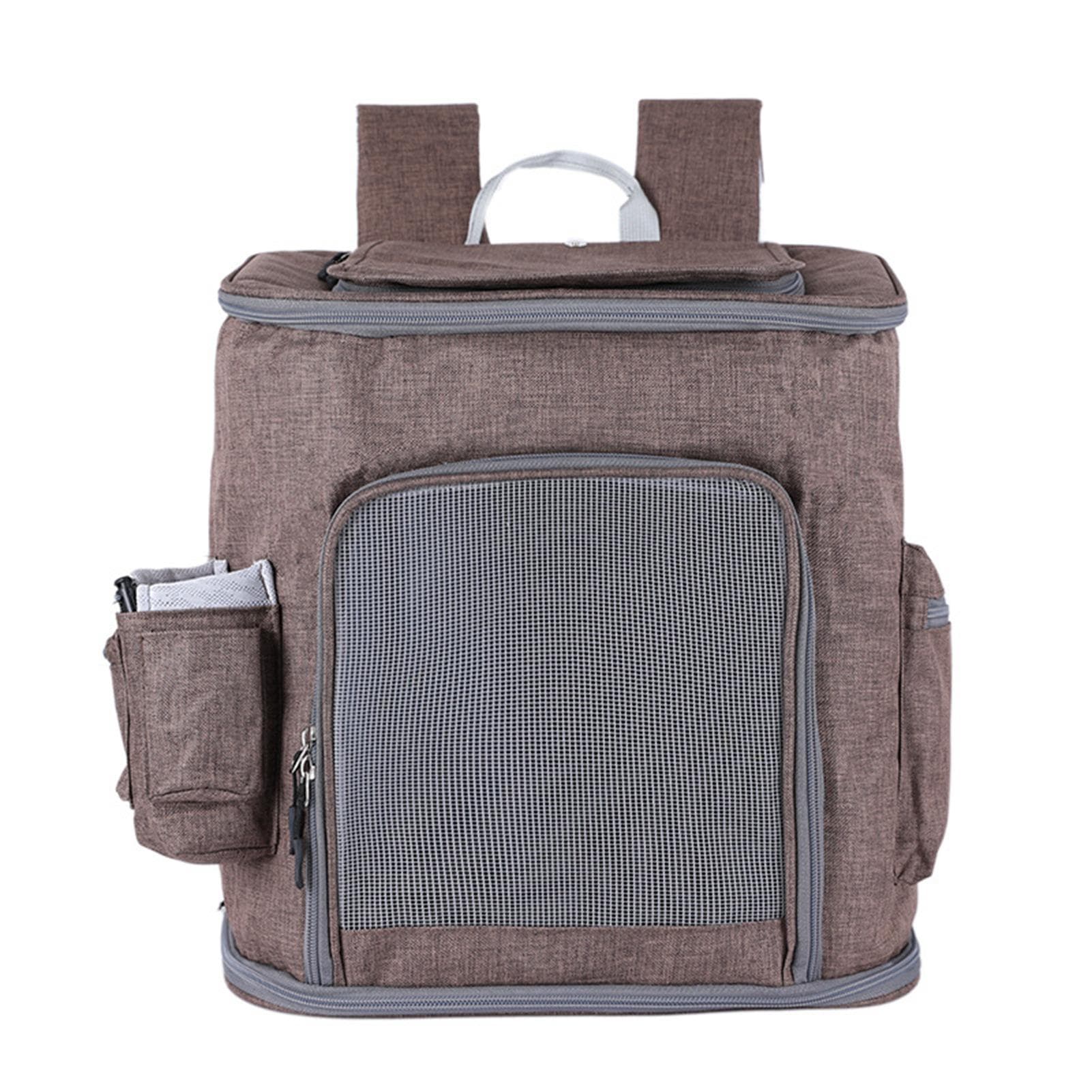 Large Pet Carrying Backpack Breathable Front Zipper Opening Lightweight Pet Carrier Bag for Puppy khaki