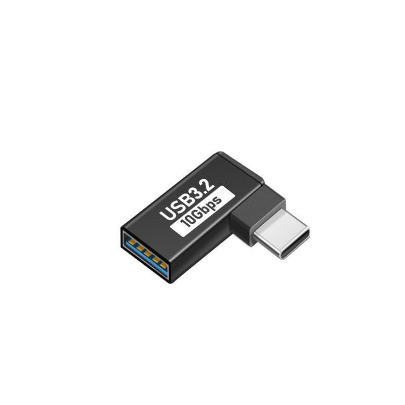 USB Type-C 3.2 Gen 2 Male to Female 90-Degree Adapter, 10Gbps High-Speed U-Type Converter