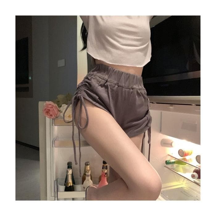 Design Sense of Mid-high Waist Drawstring Casual Shorts for Women In Both Sides, New Summer White Sweatpants for Girls Quick-drying Shorts 2XL