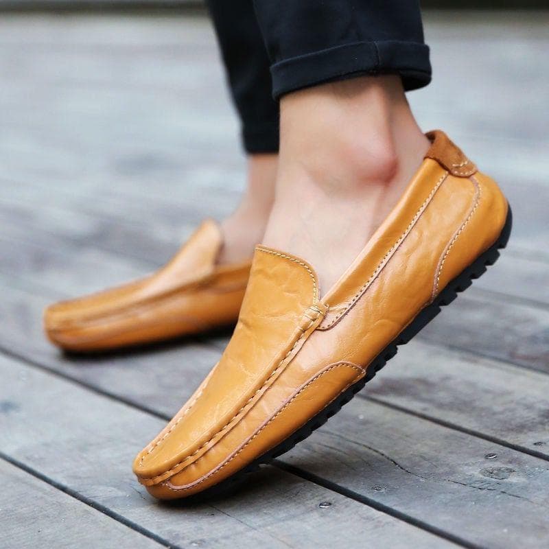 Handmade Genuine Leather Men's Loafers Comfortable Slip-on Driving Casual Shoes Brand Soft Moccasins Big Size 37-47 43