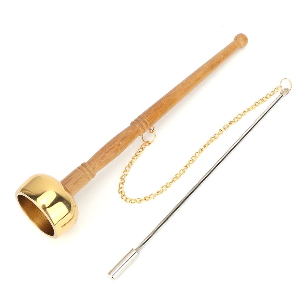 Buddhism Wooden Handle Brass Hand Bell Singing Scripture Implement Buddhist Supplies