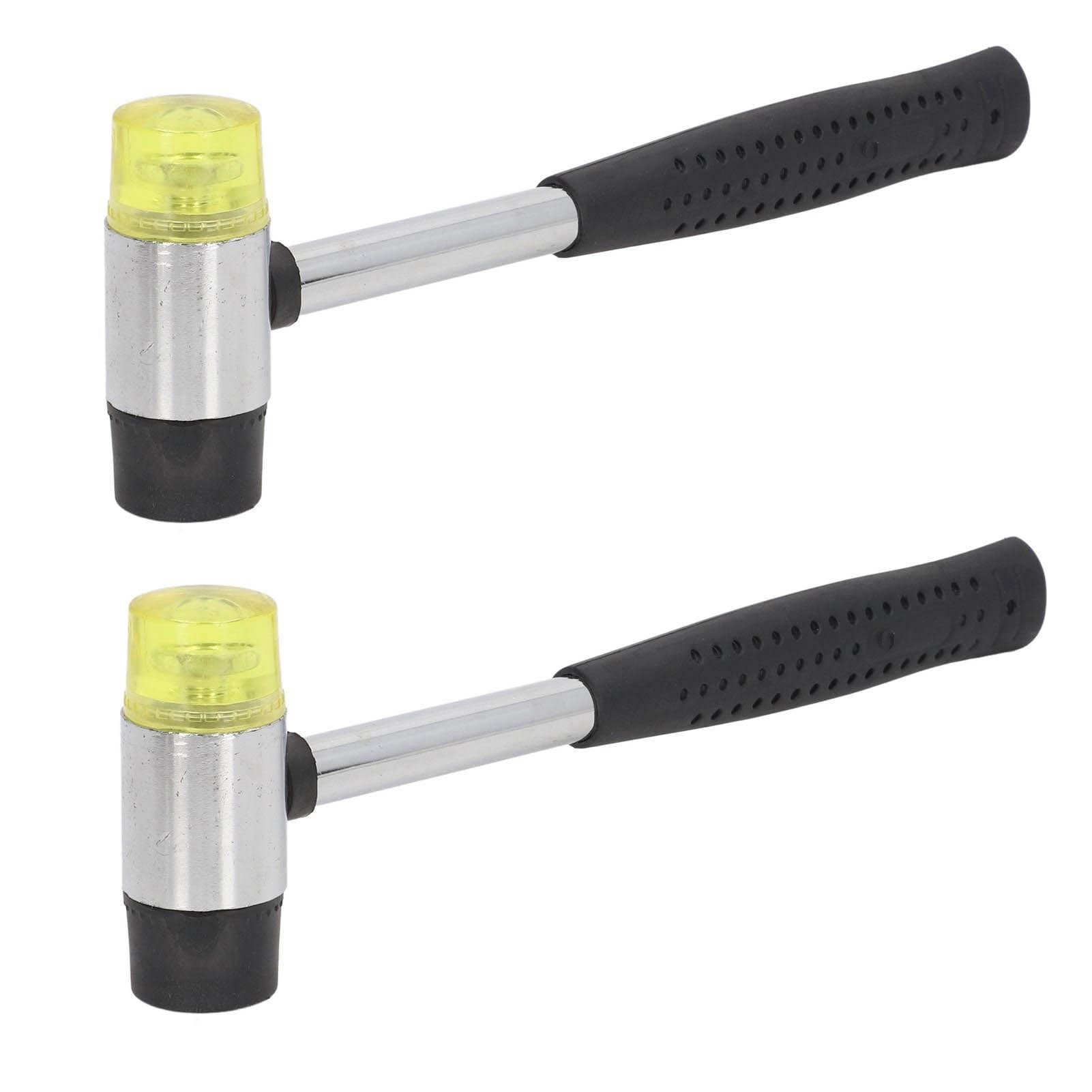 2pcs Rubber Hammer 25mm Hollow Steel Nonslip Handle Rubber Mallet with Detachable End for