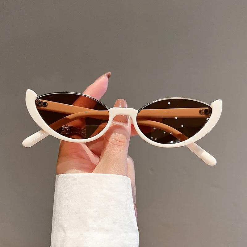 Retro Small Half Frame Cat Eye Sunglasses Women Trendy Modern Fashion Luxury Designer Shades 1PC