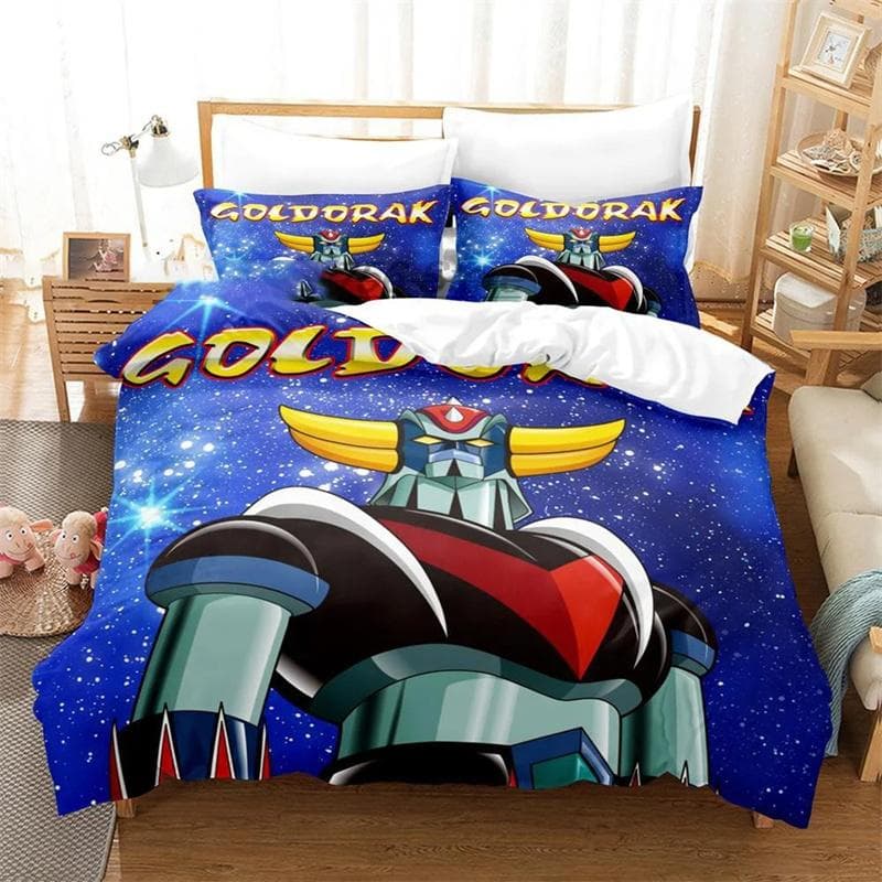 3D Print Cartoon Goldorak Grendizer UFO Robo Bedding Set Boys Girls Twin Queen Size Duvet Cover Pillowcase Bed Kids Adult 135X200cm
