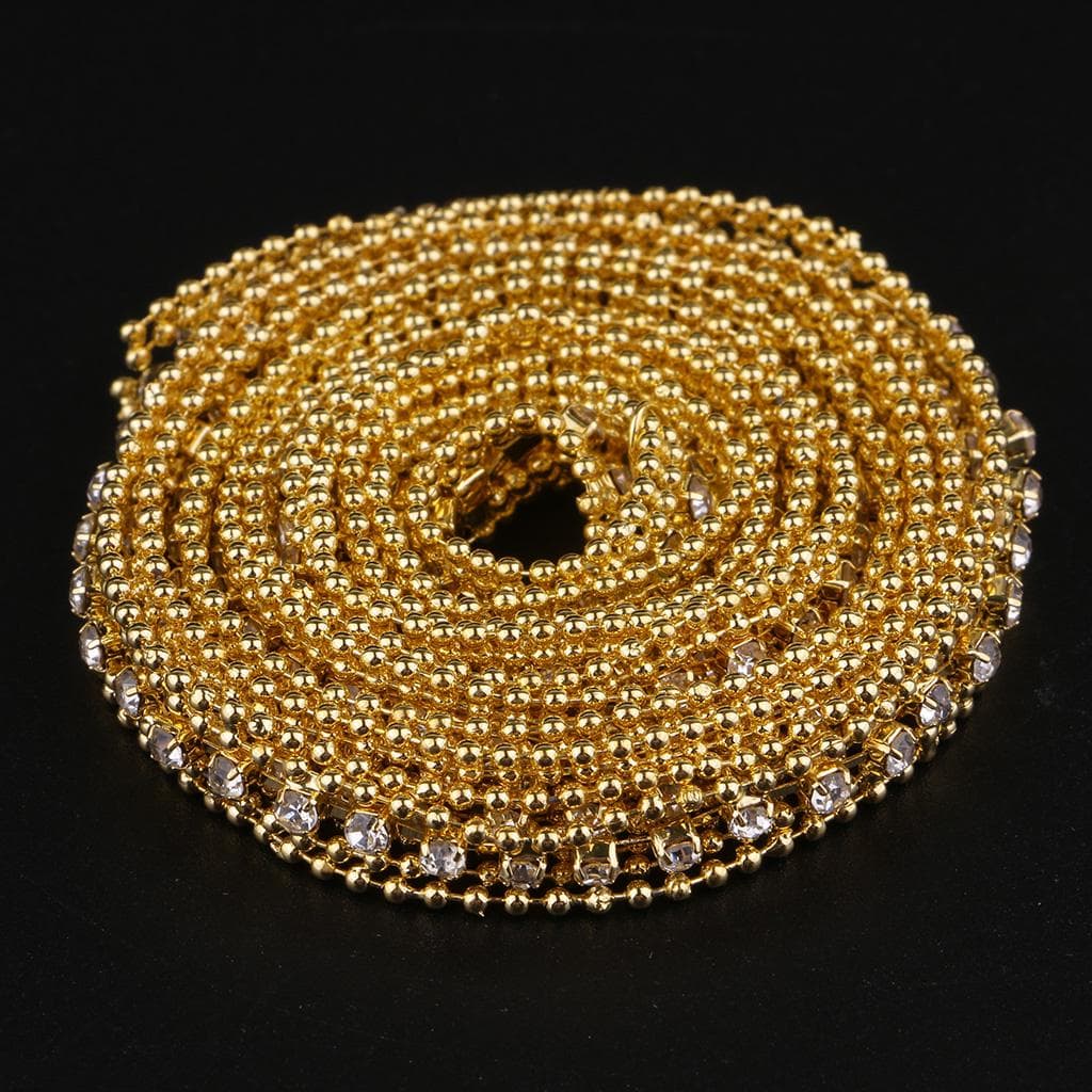 1 Yard  Crystal Bead Rhinestone Ribbon Trim Chain for Sewing Craft Decor 1 yard golden