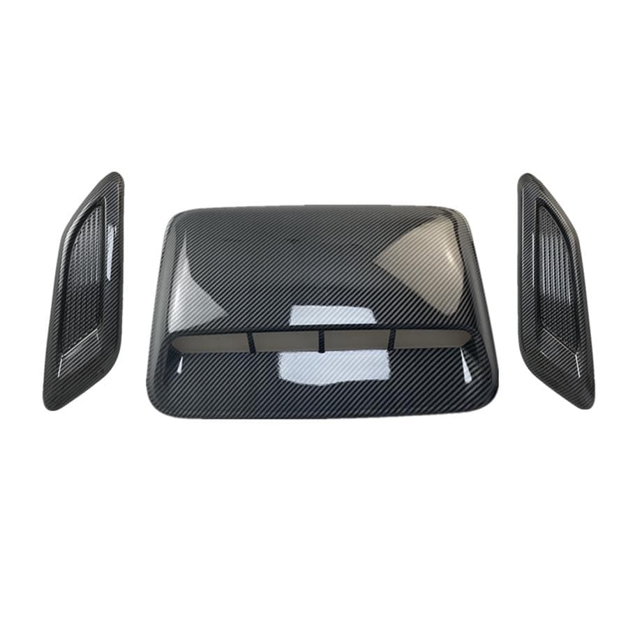 3x Glossy Carbon Fiber Style Car Hood Scoop Air Vent Bonnet Cover Trim Universal