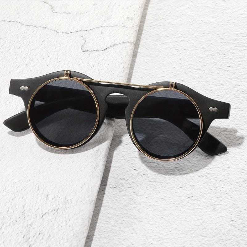 1pc Retro Round Flip Up Glasses for Women Fashionable Driving Sunglasses Stylish Everyday Accessory