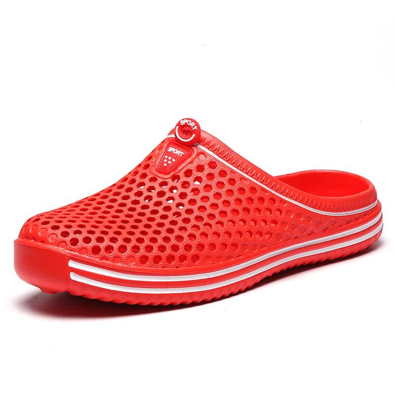 Summer Fashion Men and Women Garden Clogs Shoes Non-slip Slippers Beach Sandals 44 red