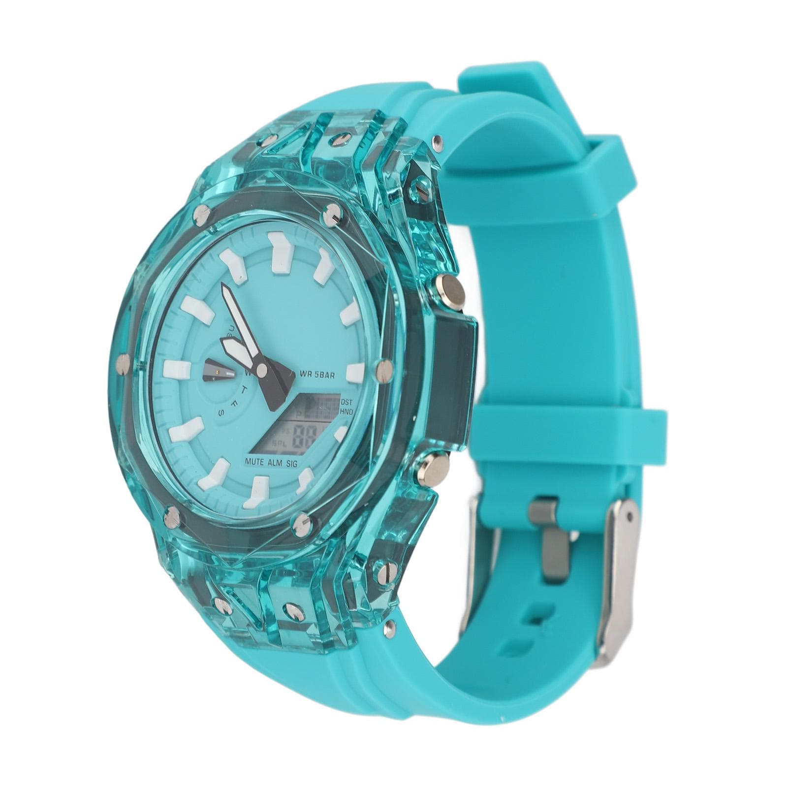 Digital Wrist Watch Water Proof Backlight 12/24 Hour LED Watch Countdown Timer Stopwatch Alarm Dual lake blue