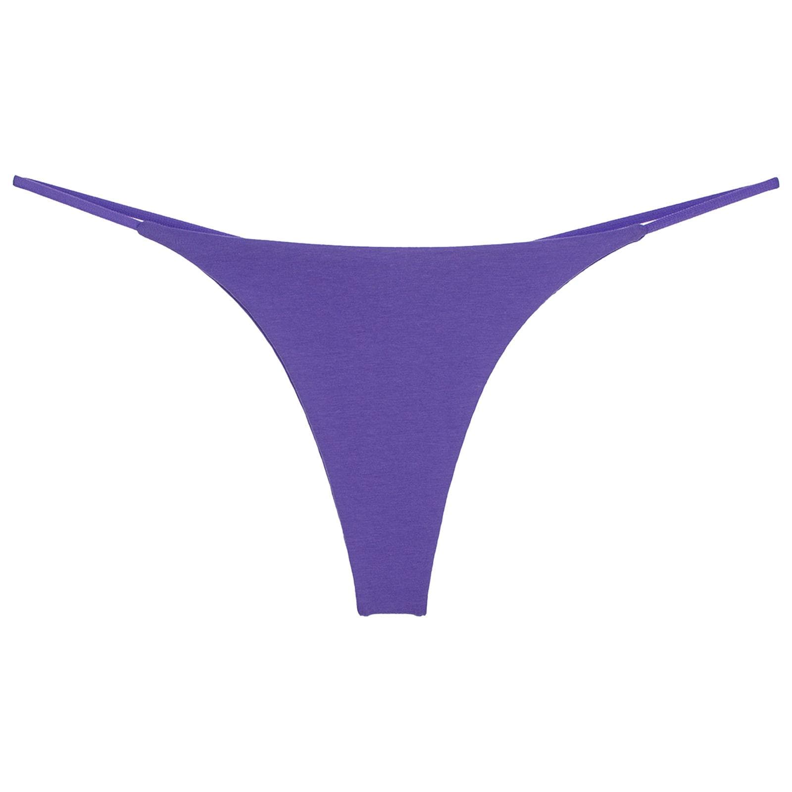 Womens Low Rise Thong Bikini Bottom Beach Sunbathing T-back Swimwear L purple