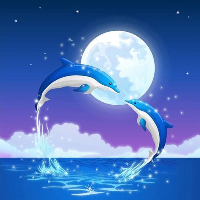 5D Diamond Painting Full Round Drill Dolphin Diamond Embroidery Animal Cross Stitch 30x30CM rose red