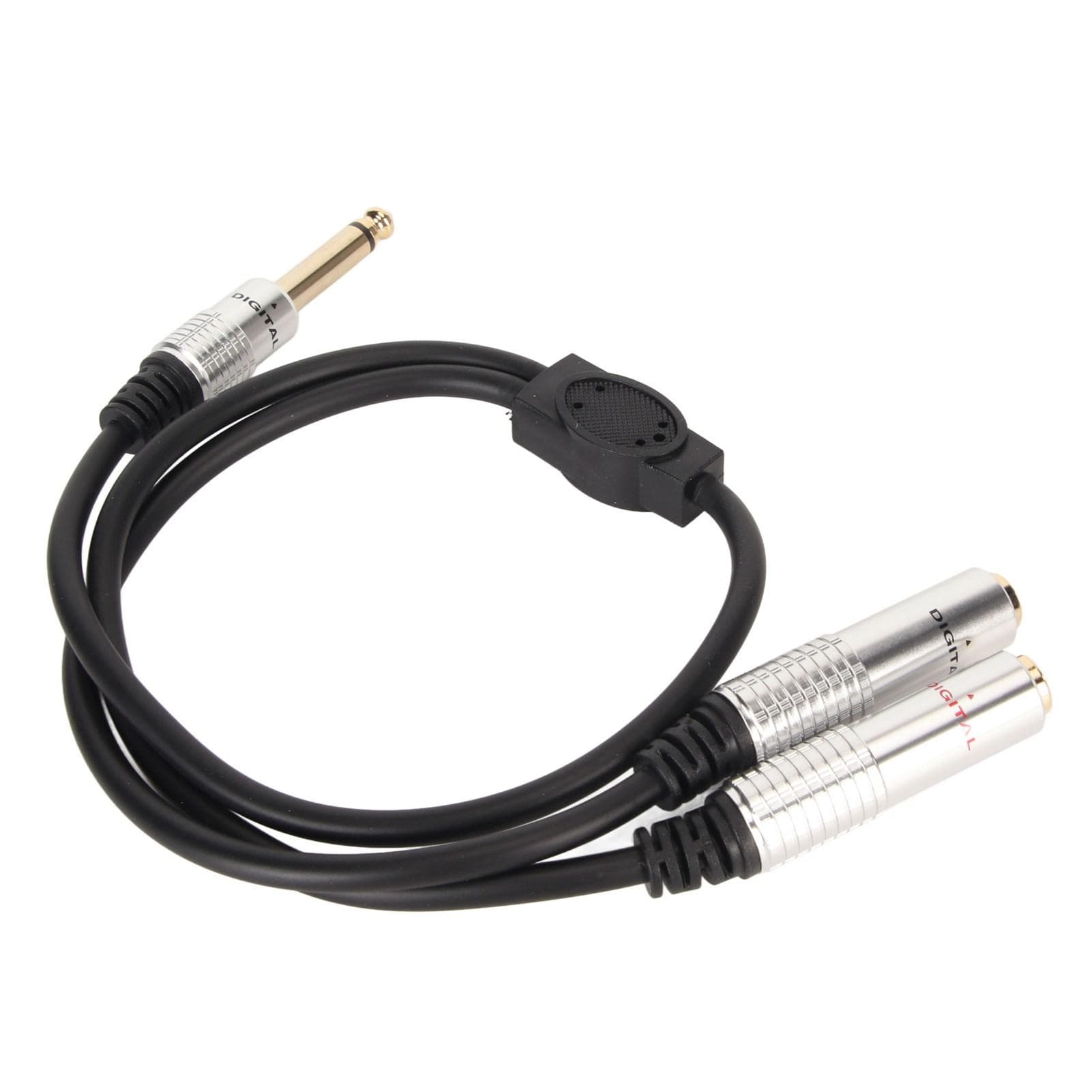 14 Inch Stereo Splitter Y Cable Aluminum Alloy Shell 6.35mm Mono Male Plug to Dual 6.35mm Female