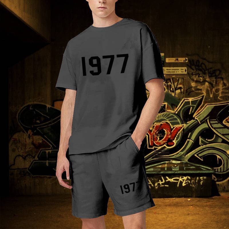1977 Luxury Men Short Sets Women Designer Clothes Graphic Oversized Harajuku y2k T Shirt Shorts Brand High Quality S