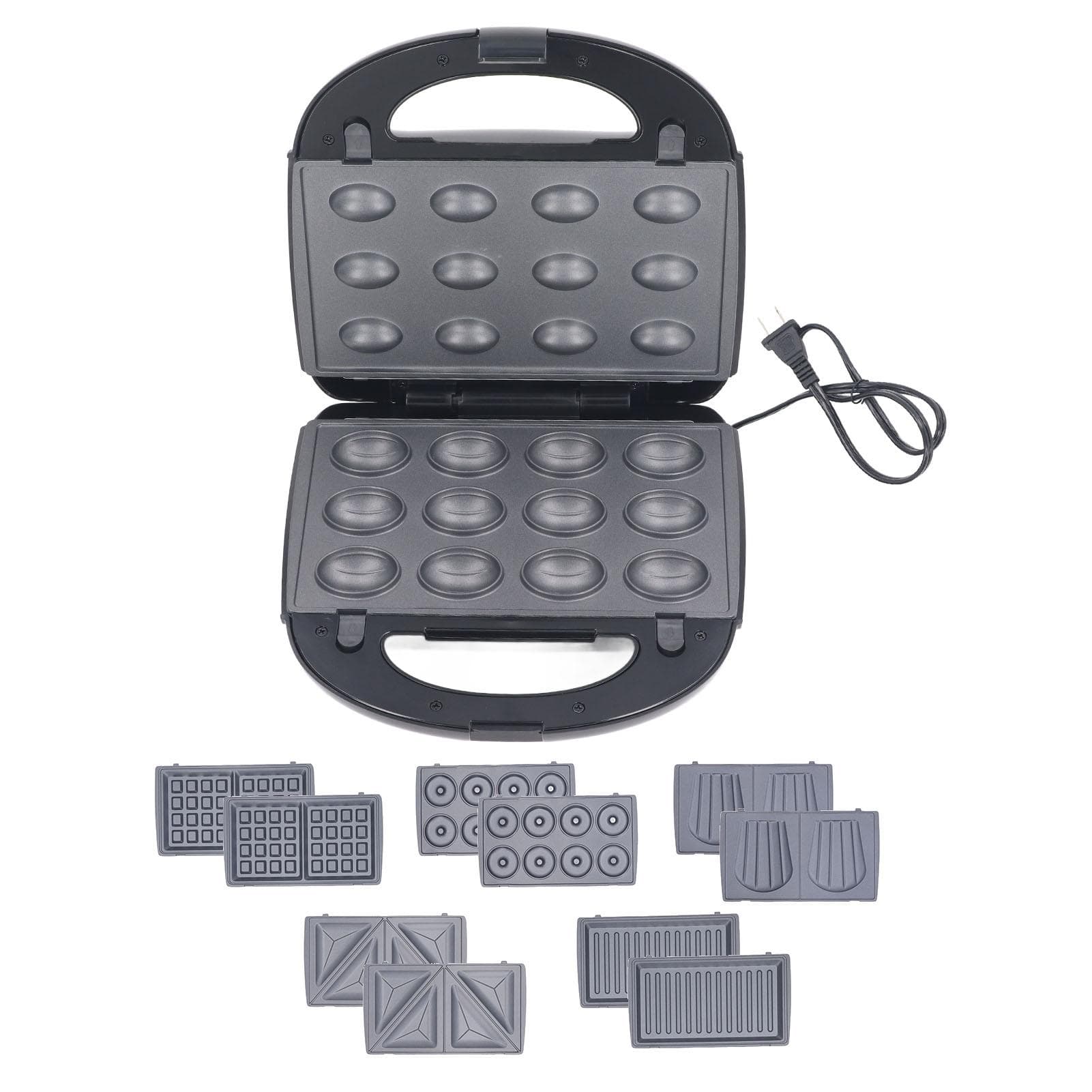 Electric Sandwich Maker Panini Press Donut Maker Machine Waffle Maker with 10 Removable Non Stick L