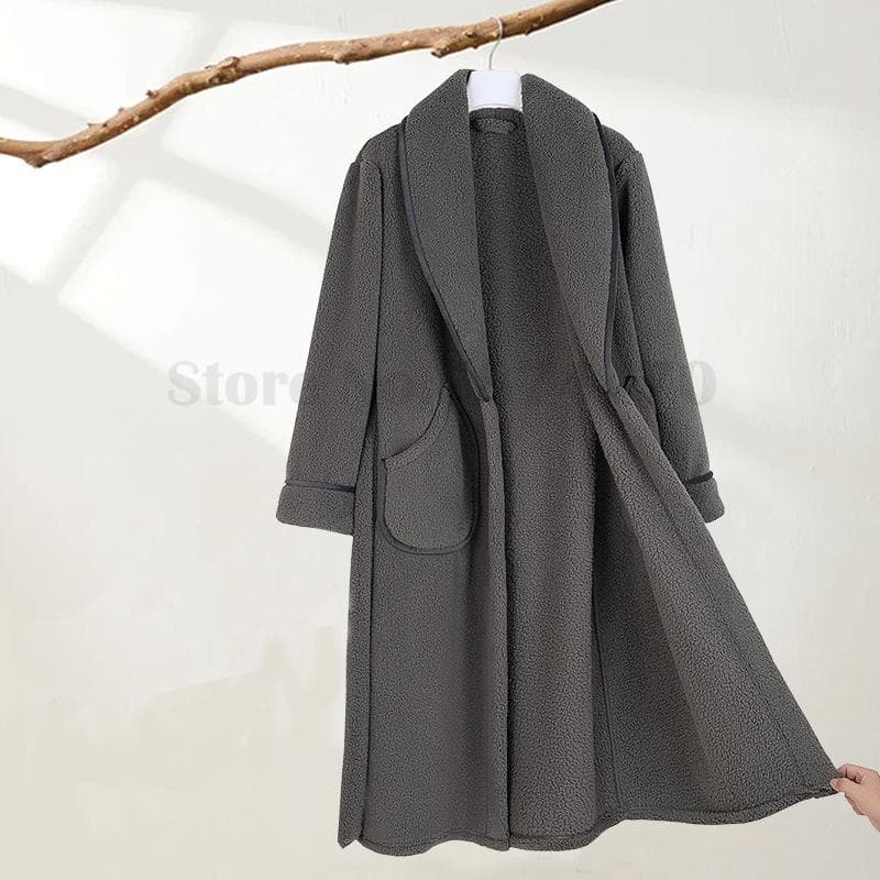 Winter Flannel Couple Long Robe Lounge Wear Thickened Coral Fleece Kimono Bathrobe Gown Sleepwear Loose Casual Warm Home Clothes 3XL