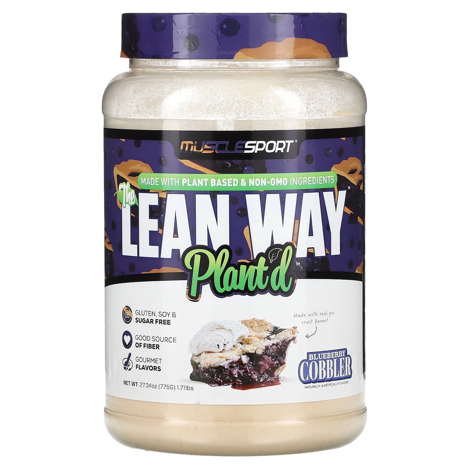 MuscleSport, Lean Whey, Planted, Blueberry Cobbler, 1.7 lb (775 g)