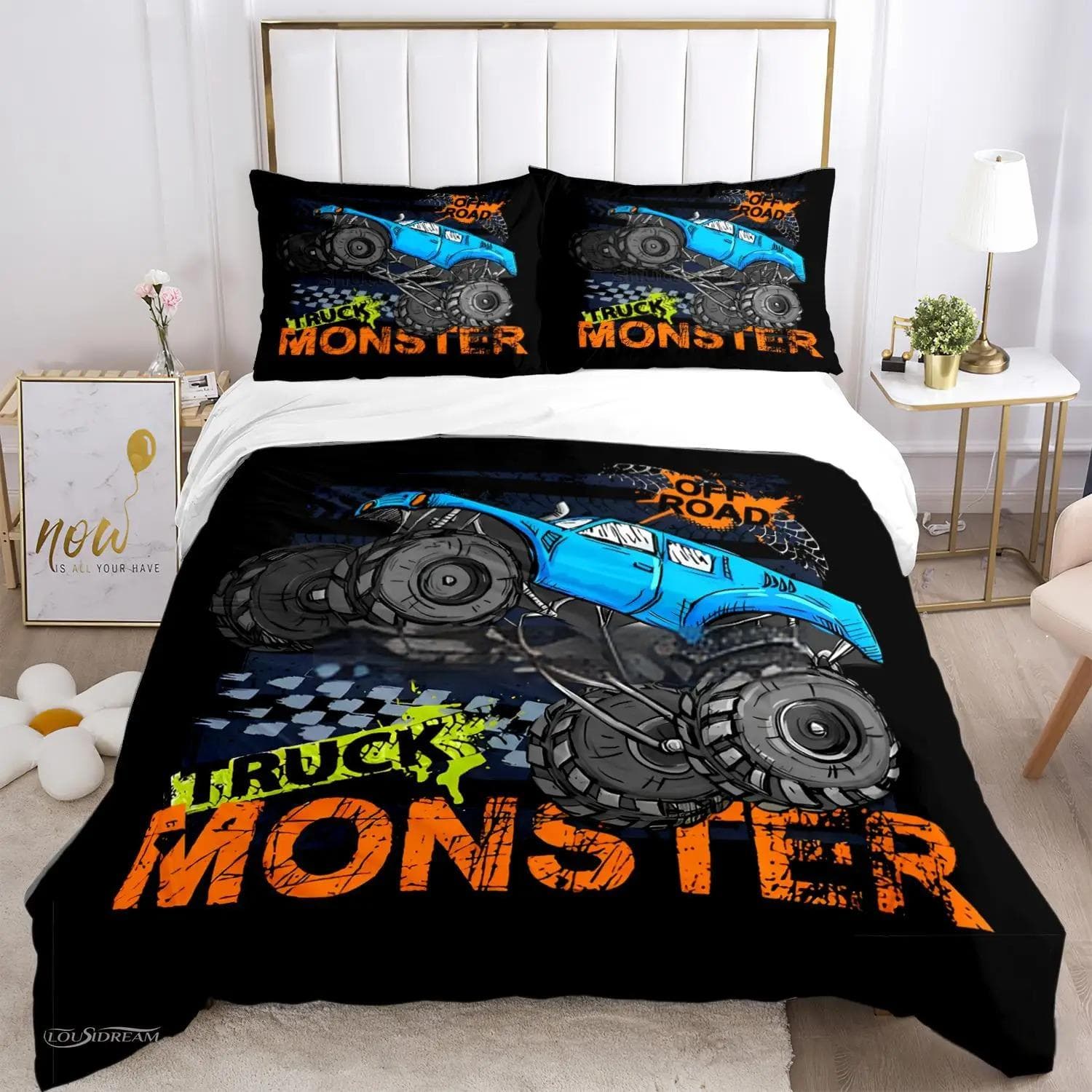 Cartoon Monster Truck All Season Duvet Cover Comforter Bedding sets Soft Quilt Cover and Pillowcases SingleDoubleQueenKing 70x133cm 2pcs