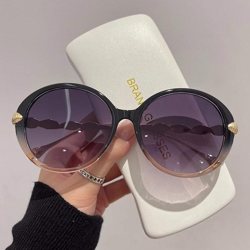 New Vintage Round Sunglasses Gradient Color Trendy Fashion Women Luxury Designer Shades for Ladies Eyewear as picture