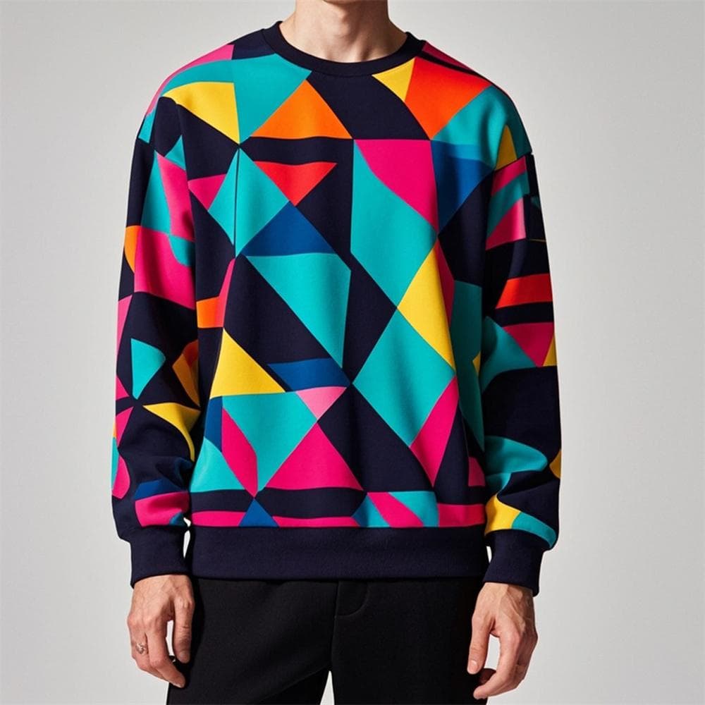 Autumn Pullover Sweatshirt For Men Geometry Graphic Print Long Sleeve Tops Oversized O-Neck Golf Pullover Casual Male Sweatshirt 5XL