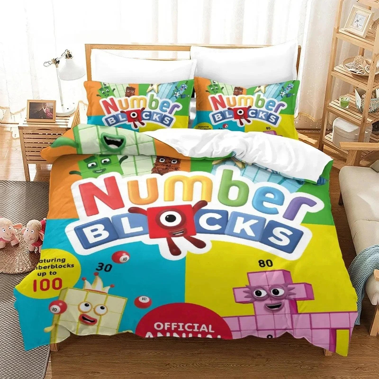 Fashion 3D Print Cartoon Number-Blocks Bedding Set Double Twin King Duvet Cover Comforter Pillowcase Boys Girls Adults Bedroom 70x133cm 2pcs