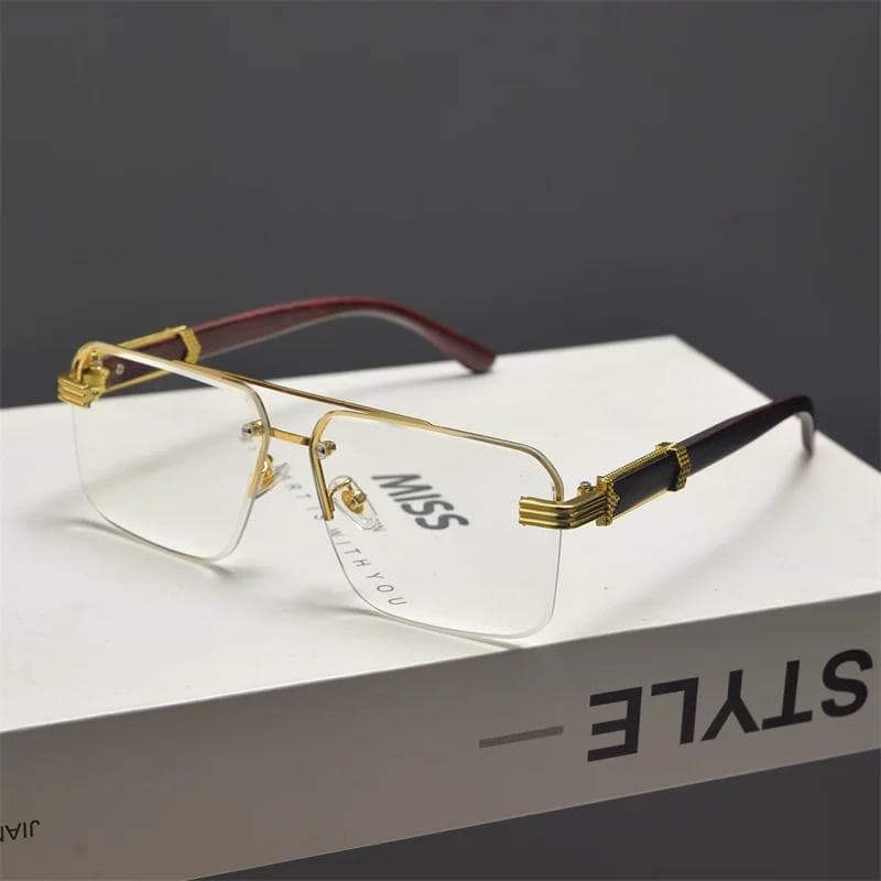 Luxury Designer Rimless Square Sunglasses Women Men Vintage Rivet Punk Sun Glasses Outdoor Driving Eyewear As The Picture