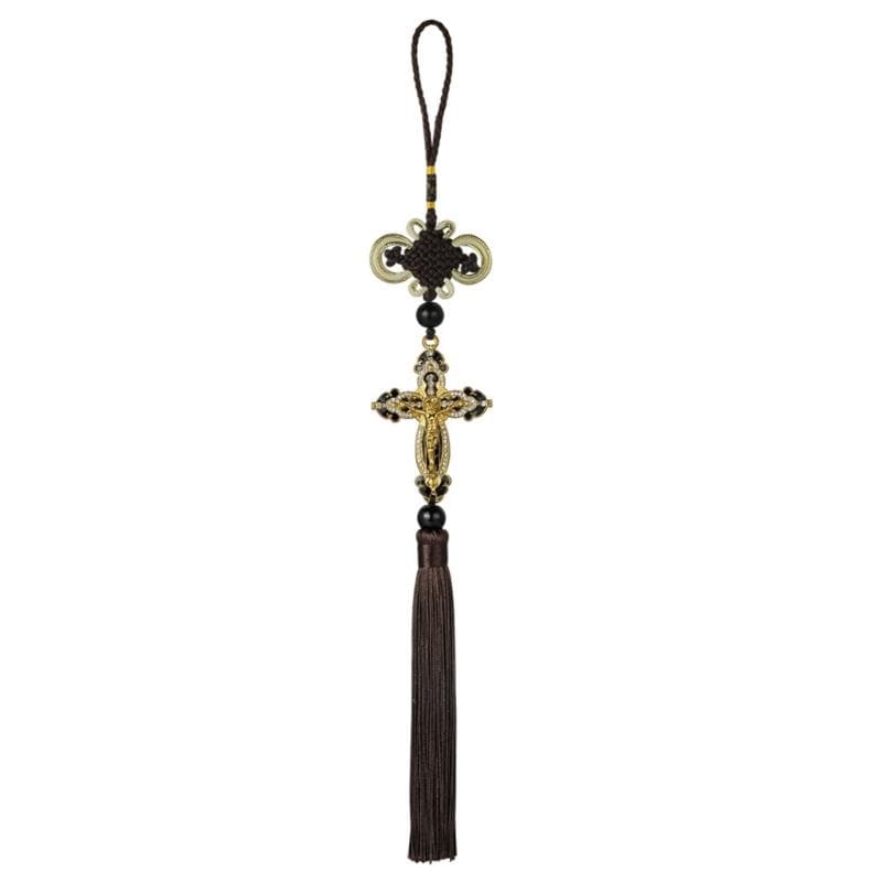 New Car Pendant Metal Diamond Cross Jesus Christian Religious Car Rearview Mirror Ornaments Hanging Auto Car Styling Accessories black