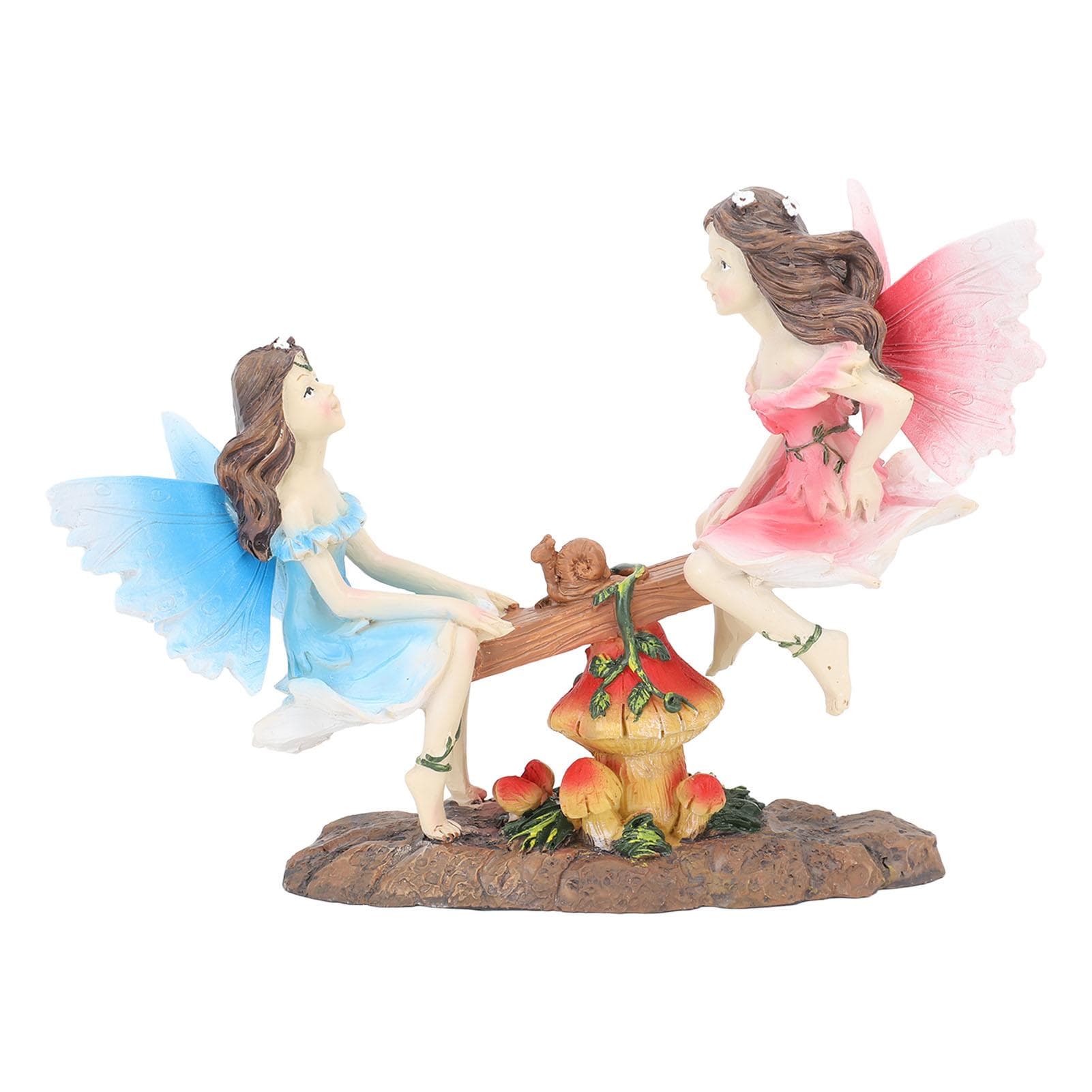 Fairy Statue Ornament Seesaw Figure Resin Realistic Figurine Decoration for Garden Home Living Room