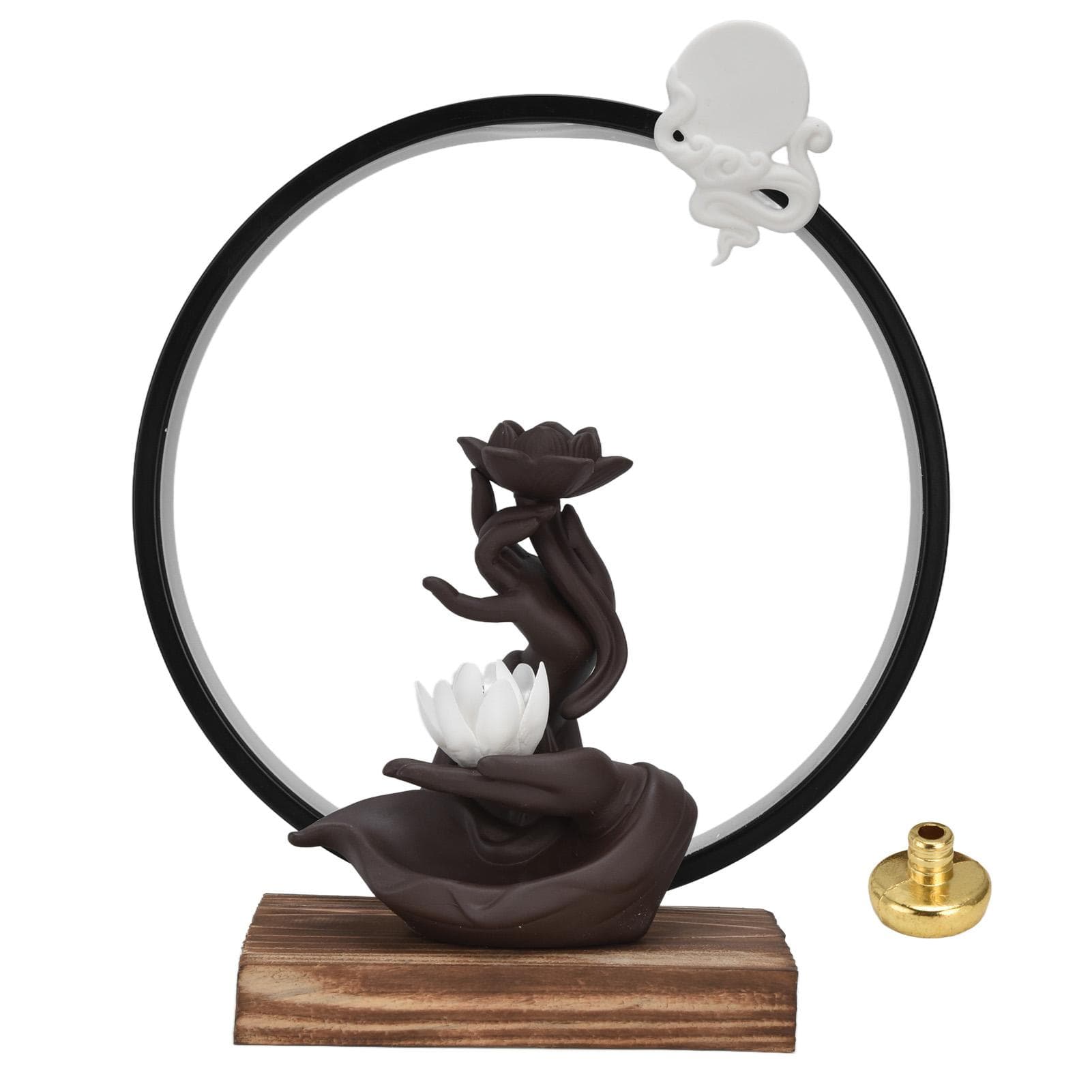 USB Buddha Hand Incense Burner LED Backflow Incense Burner Incense Holder Ornament for Home