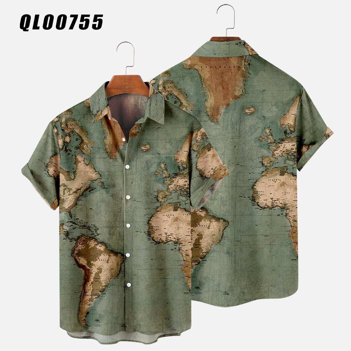 Hawaiian Shirts Map 3d Print Shirt Men's Women's Shirts Men's Casual Vocation Lapel Shirt Summer Beach Camisa Trip Blouse Casual 4XL
