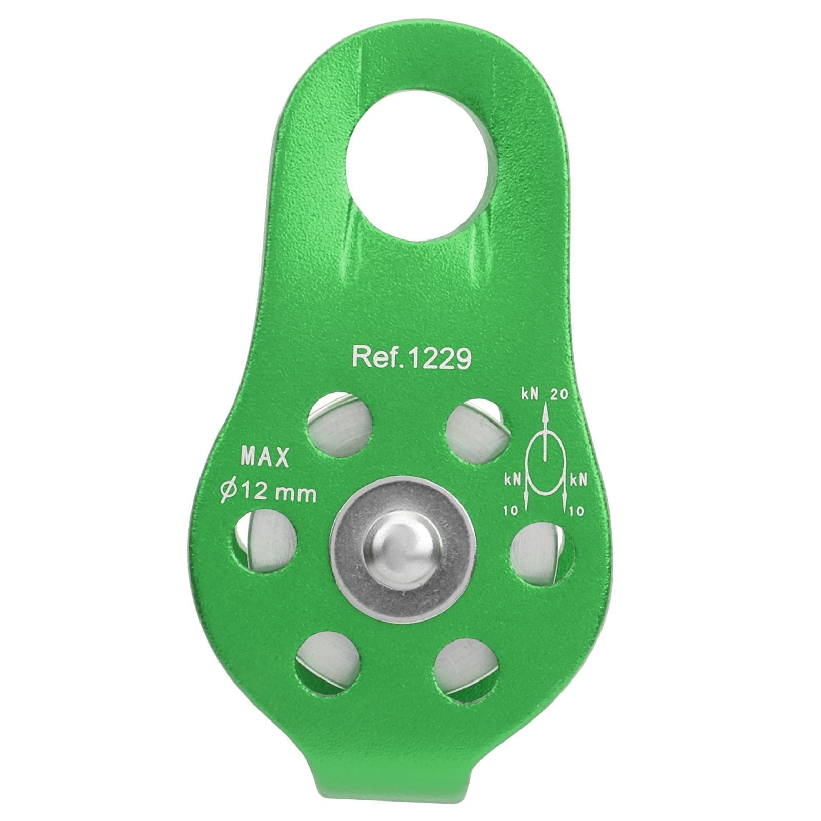 20KN Outdoor Small Climbing Pulley Aluminum Micro Fixed Side Pulleys for Aerial WorkGreen