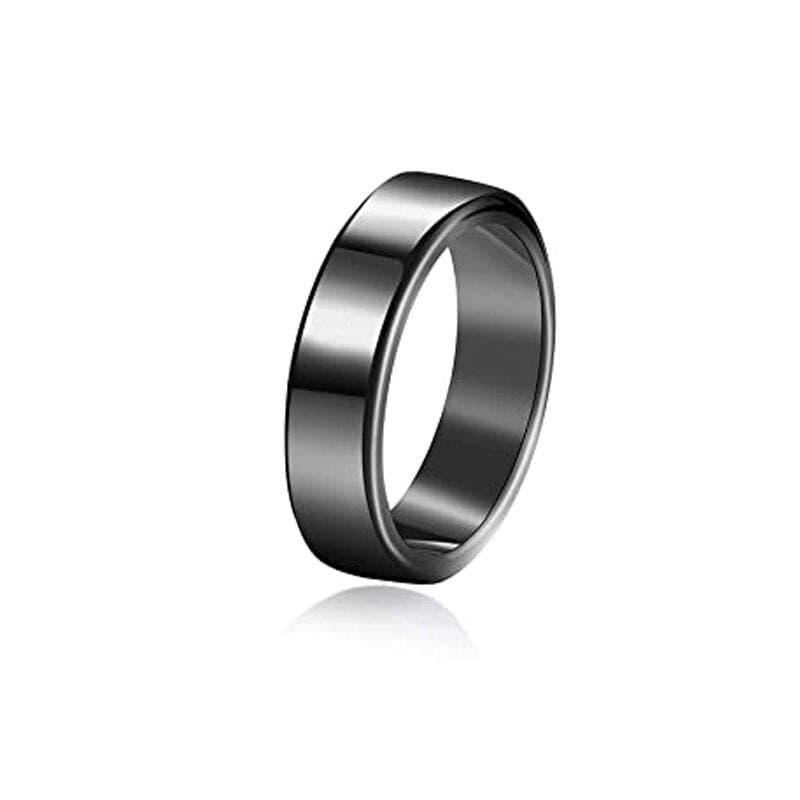 New Smooth Black Hematite Ring for Women Men Jewelry Couple Simple Gift Natural Stone Flat Non-magnetic Healing Finger Ring 7
