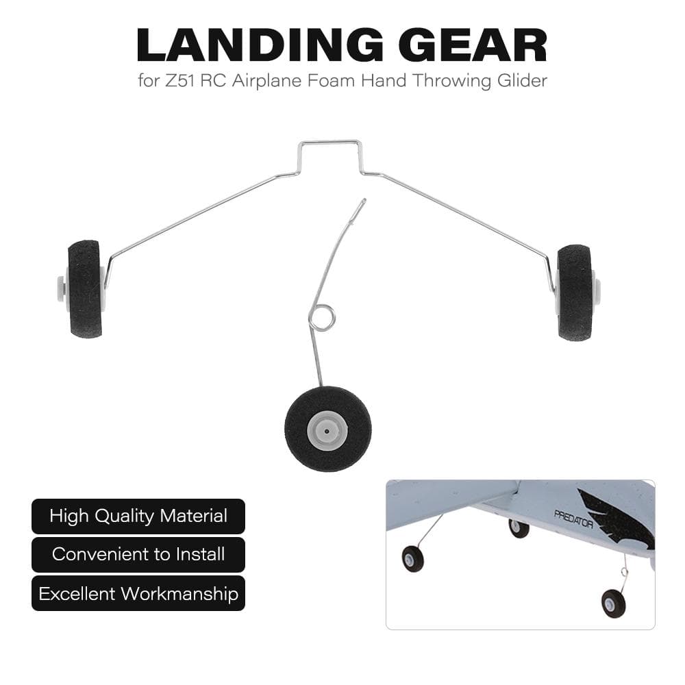 Landing Gear w/Wheels for Z51 RC Airplane Foam Hand Throwing Glider Drone DIY black