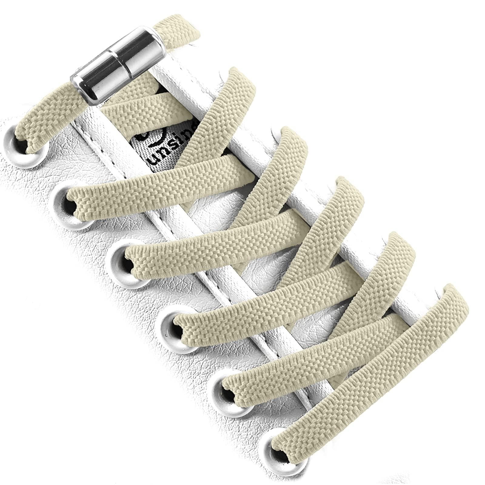 No Tie Elastic Shoe Laces With Laces Lock Tieless One Size Fits All Kids & Adult Sports Flat Shoelaces One Size khaki
