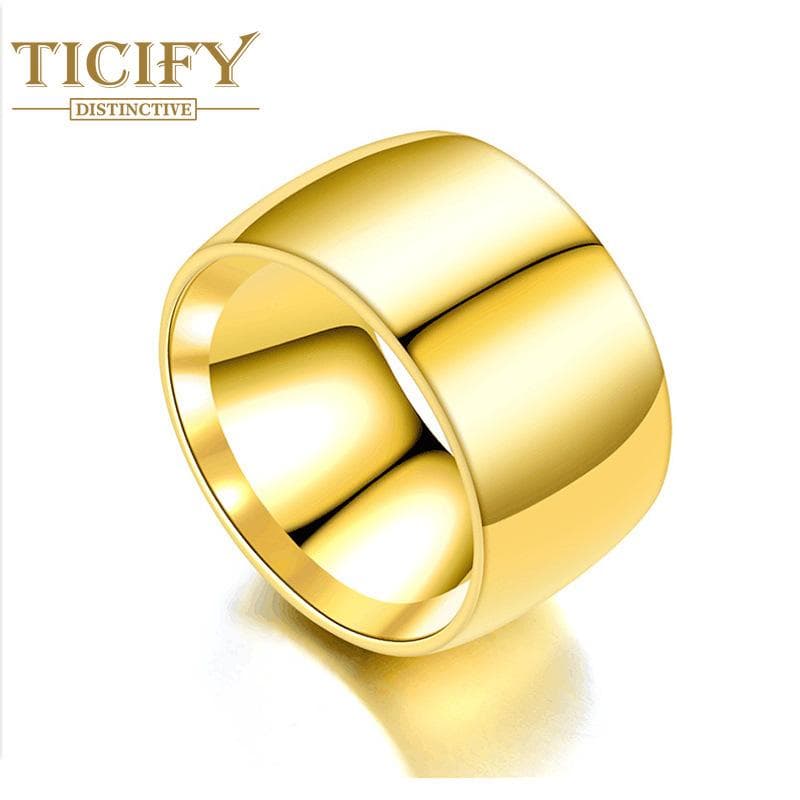 Titanium Steel Men's Ring Wide Version of Stainless Steel Photon Noodle Ring 13 gold