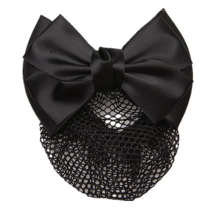 Bowknot Hair Snood Net Elegant Women Barrette Hair Clip Bun Cover for Waitress Nurse Blue Bowknot black