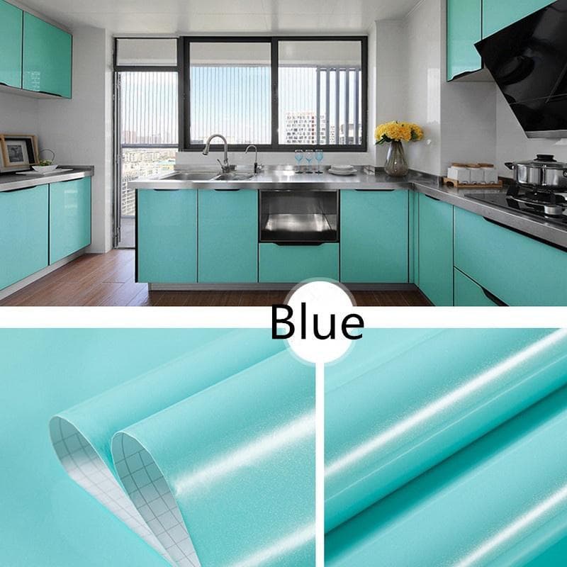 Self Adhesive Thick Furniture Renovation Bathroom Kitchen Cabinet Countertop Wall Sticker blue