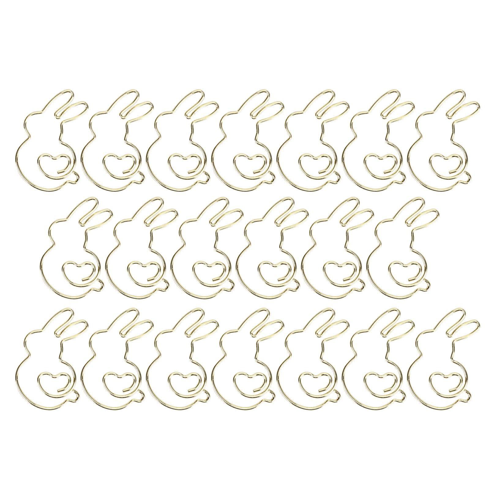 20Pcs Rabbit Shape Paper Clip Gold Animal SpecialShaped Office Document Cute Pins