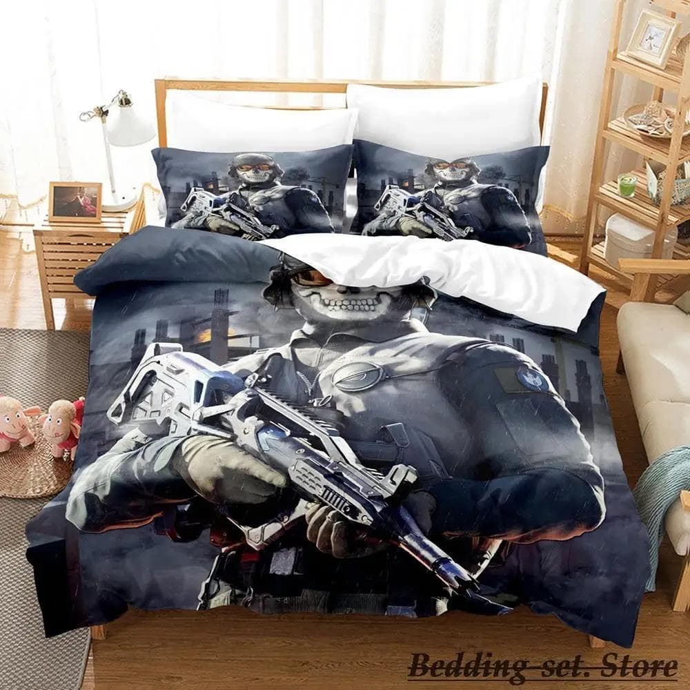 Game Call of Duty Simon Ghost Riley Bedding Set Cartoon Anime Three-piece Set Adult Kid Bedroom Duvetcover Sets 3D Shooting Game 70x133cm 2pcs