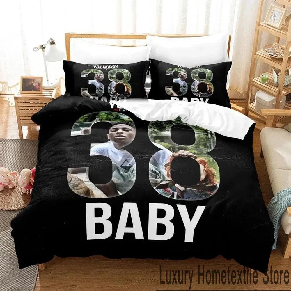 3D Print YoungBoy Never Broke Again Bedding Set Duvet Cover Bed Set Quilt Cover Pillowcase Comforter king Queen Size Boys Adult 70x133cm 2pcs