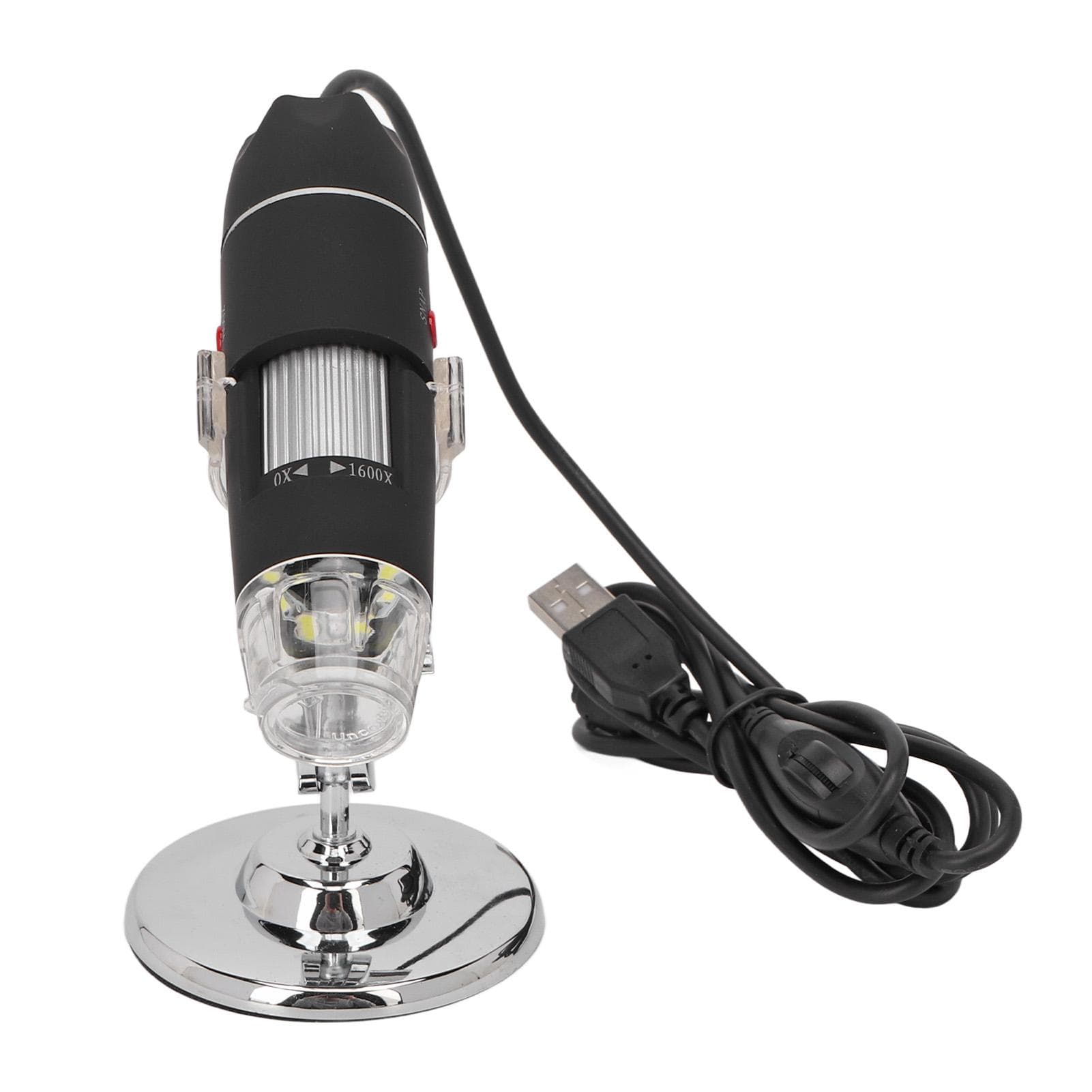 USB Digital Microscope 3 in 1 1600X 8 LEDs Adjustable Magnification Endoscope Camera with Holder