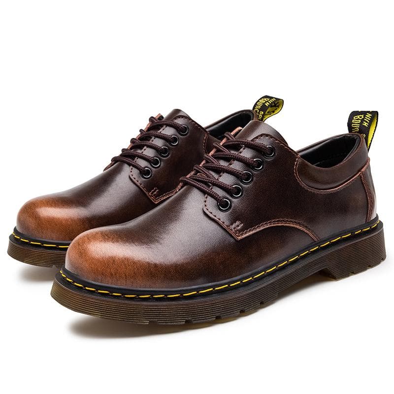 38-48 Autumn/ Winter Mens Genuine Leather Shoes Waterproof Outdoor Mens Boots Men's Oxford Shoes Derby Shoes Men'sbrogues Shoes 45 brown