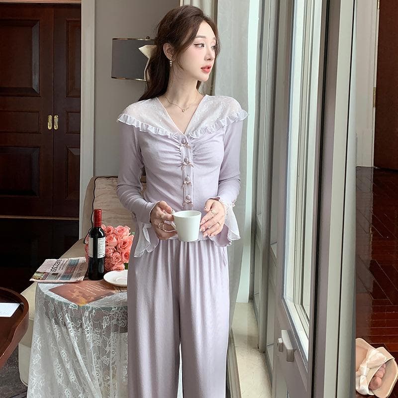 Pajamas Set for Women Long-sleeved Pants Home Suit Pijamas Women Loun XL