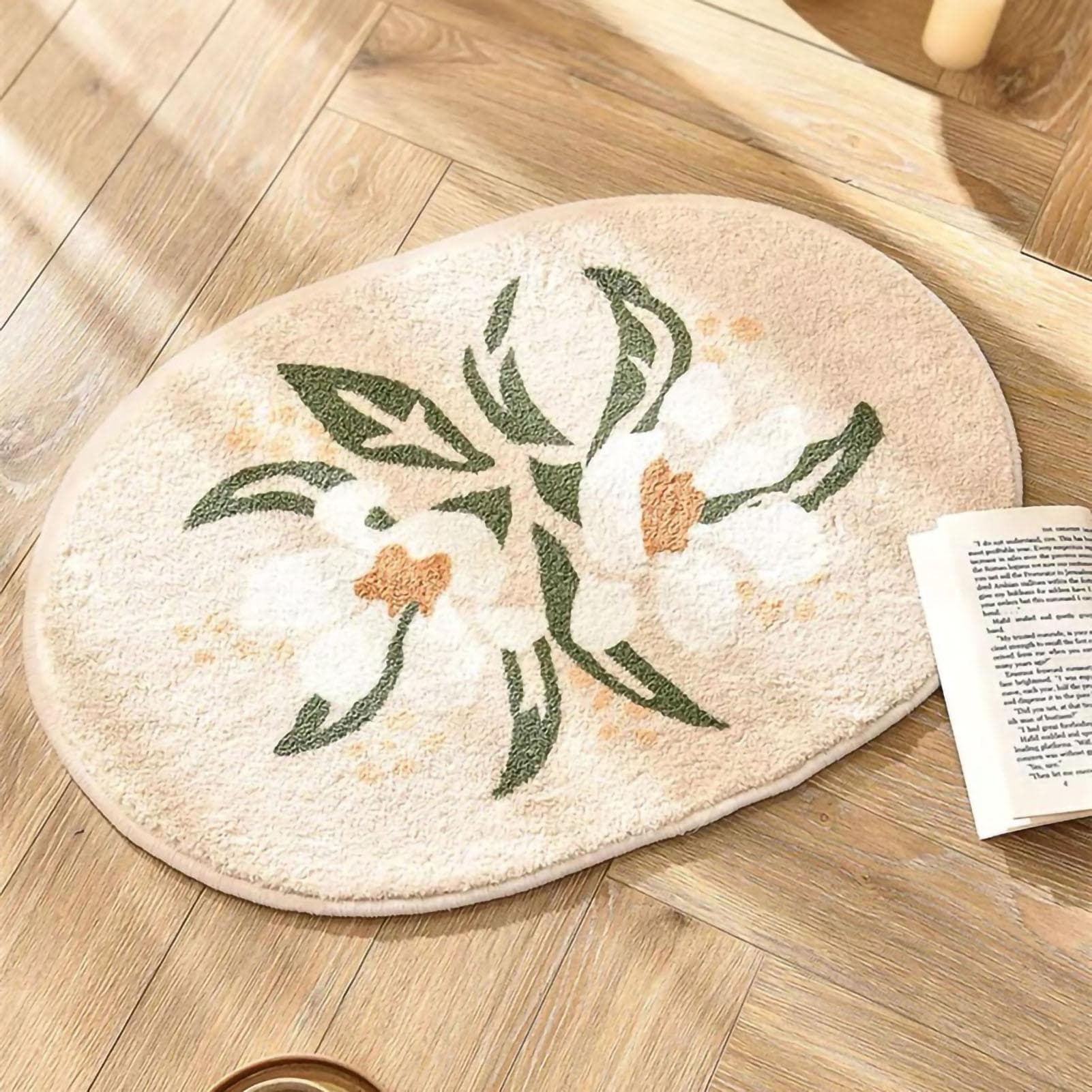 Water Absorbent Mat Soft Eco Friendly Water Absorbent Flower Pattern Bathroom Mat for Bathroom 40x60cm / 15.75x23.62in
