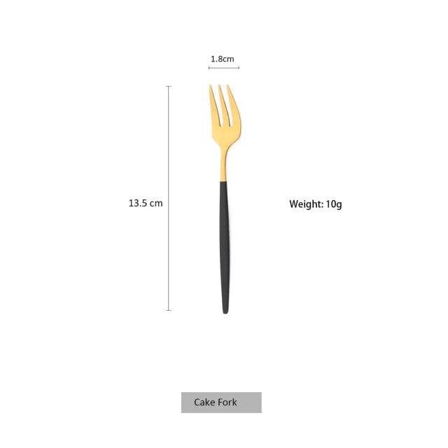 1 pcs Matte Black Gold Dinnerware Stainless Steel Cutlery Home Dessert Fork Spoon Knife Dinner Silverware Flatware cake fork