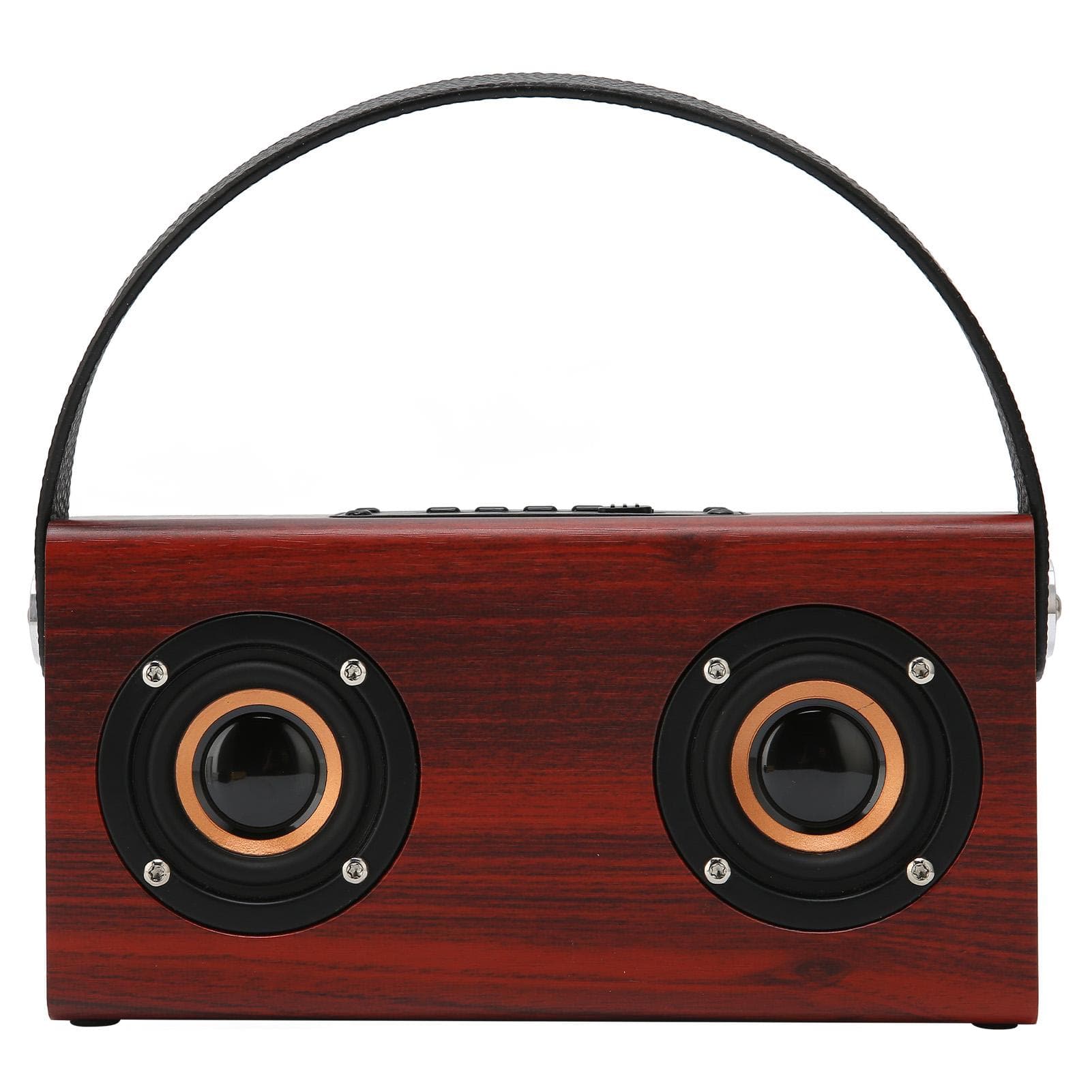 Wood Bluetooth Speaker Stereo Portable Hands Free Calling Vintage Speaker for OutdoorBamboo Pattern