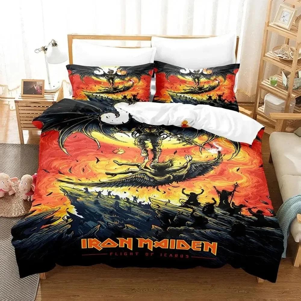 Iron Heavy Metal Maidens Bedding Set Duvet Cover Bed Set Quilt Cover Pillowcase Comforter king Queen Size Boys Adult Bedding Set 135x200cm 2pcs