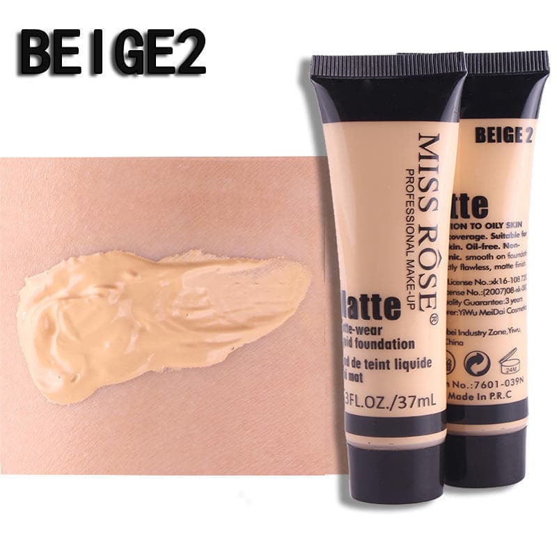 MISS ROSE 37ml/pc Exquisite Girl Concealer Foundation Long Lasting Foundations & Concealers Natural Translucent Large Capacity Portable Makeup Base Beige2