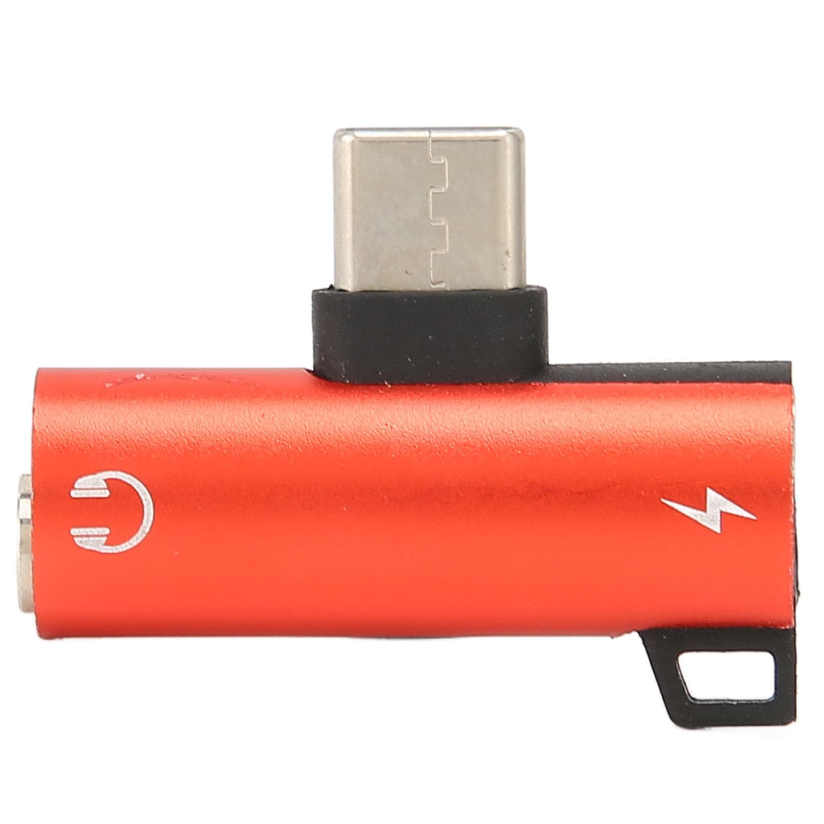 TypeC to 3.5mm Headphone Adapter Charger 2 in 1 Jack HIFI o with PD Fast Charge(Gold ) red