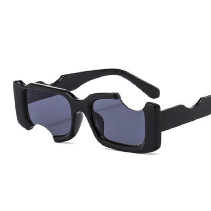 Hip Hop Square Sunglasses Women Men Off Notch Hole Design White Blue Vintage UV Protection Eyewear